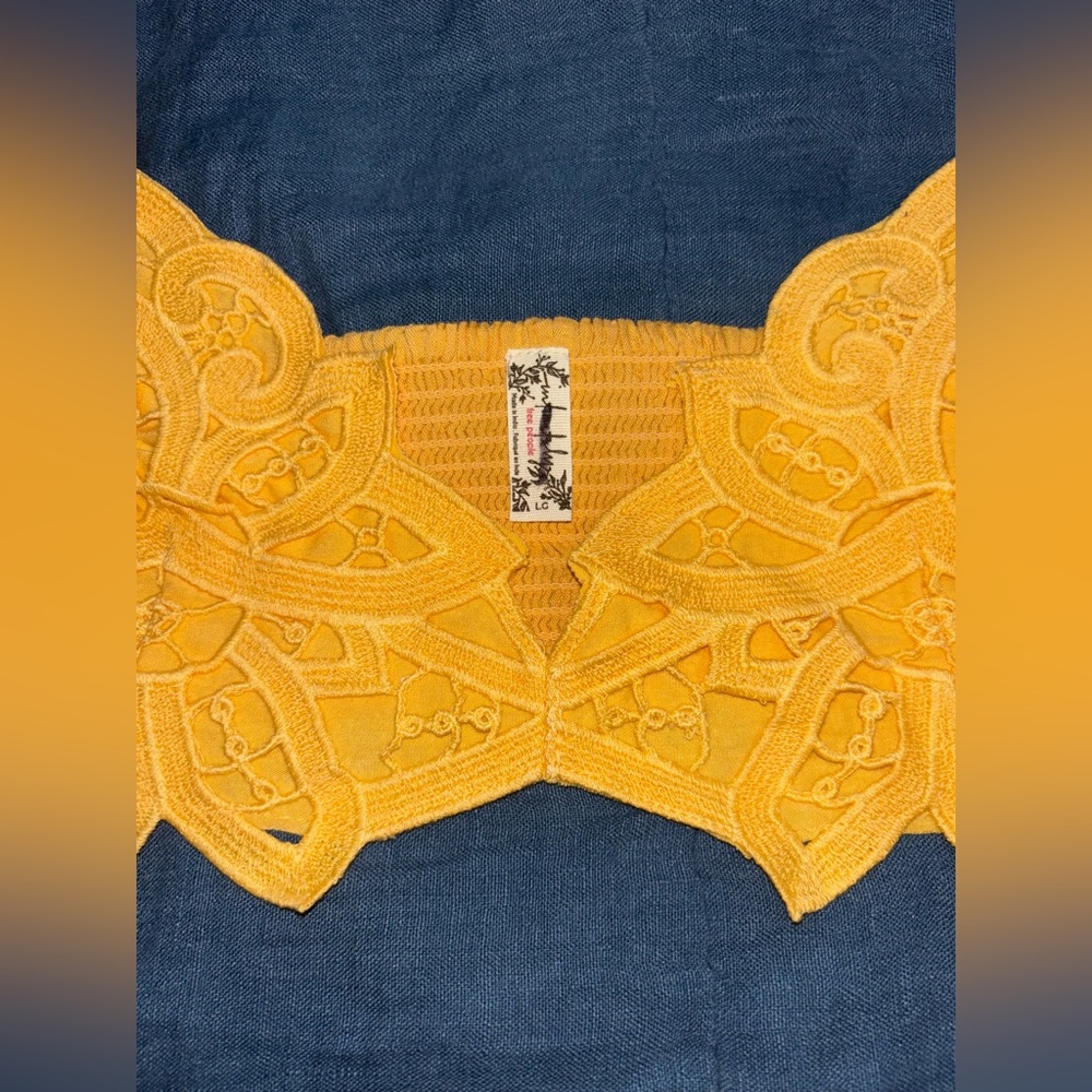 Free People Golden Mustard Crochet Crop Bralette - Picture 11 of 13